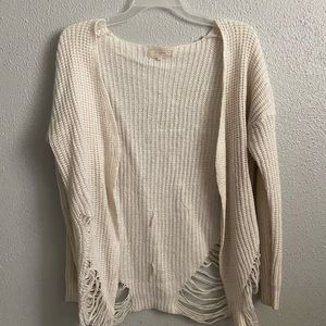 White Distressed Cardigan